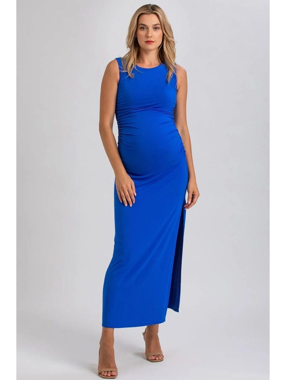 Pietro Brunelli Milano Blue Maternity Sleeveless Maxi Dress Size Small